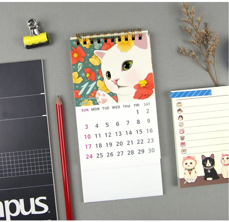 Корейский красивый мультяшный календарь с кошками 9,8*20,9 см