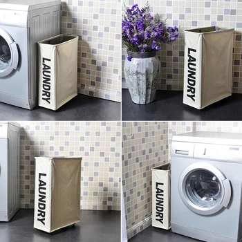 

Laundry Basket Clothes Storage Container Single Compartment Drawstring Closure With Castors Household Iron Frame Dirty Clothes