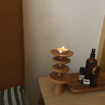 

Wooden Geometric Ornaments Nordic Handmade Sculpture Home Decoration Accessories Wood Table Miniature Craft Work Office Decor