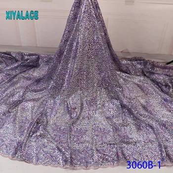 

3D Laces 2019 High Quality Nigerian Lace Fabric 2018 Embroidery French Tulle Lace with sequins for Bridal YA3060B-1