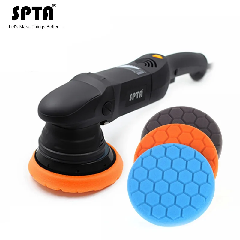 

SPTA Polisher 5 Inch Dual Action Polisher Car Polishing Machine Tool Auto Mini Pad Orbital Car Polish Machine Wax Sander DA 15mm