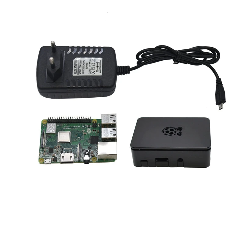 Raspberry Pi 3 Model B+(Plus)+ Abs чехол+ 5V 3A Мощность адаптер с поддержкой Wi-Fi и Bluetooth Декодер каналов кабельного телевидения вилка стандарта ЕС-SCLL