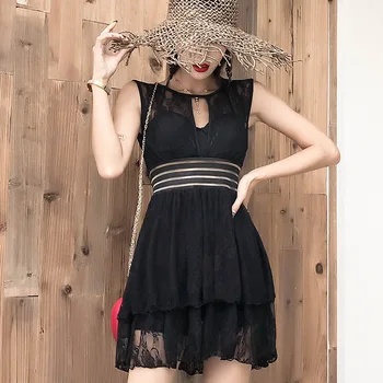 

Swimwear Women Swimsuit Chest Hot Spring Korean Version New Style Joint Dress Plain Thin And Covered Body Girl