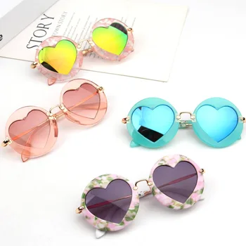 

Reflective Uv Protection Children Kids Girl Sunglasses Heart Shape