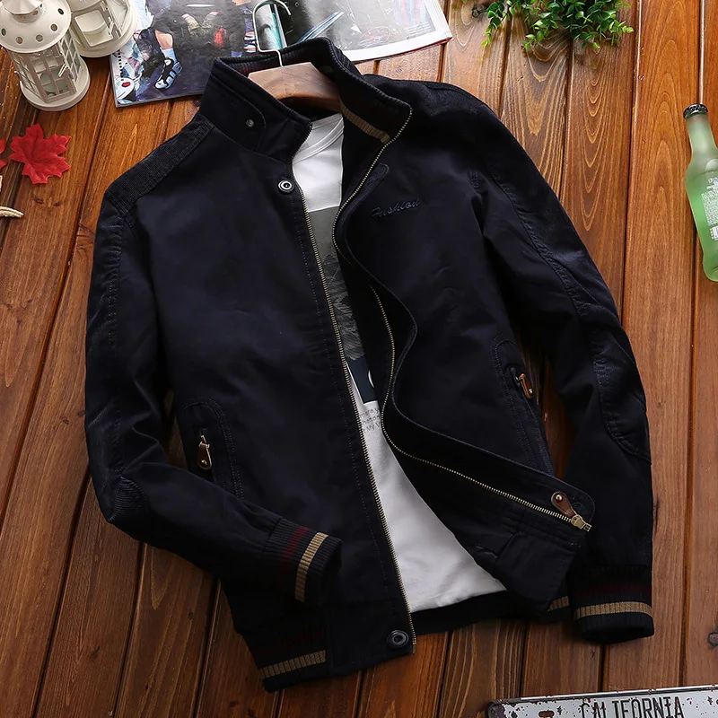 

873 Spring And Autumn Jacket Men's Loose And Plus-sized Hard Han Feng Men'S Wear Joint Solid Color Hot Selling Pure Cotton MEN'S