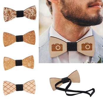 

Fashion Original Wooden Bow Tiet Gentleman Groom wooden necktie Butterfly Wedding Party Bow Ties Butterfly Wooden Tie For Man
