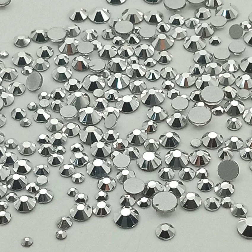 350pcs silver Супер глитер 4 г/упак. 31 цвет дизайн ногтей Хрустальные стеклянные стразы для ногтей 3D украшения ногтей драгоценные камни 1,5-4,8 мм - Цвет: 350pcs silver