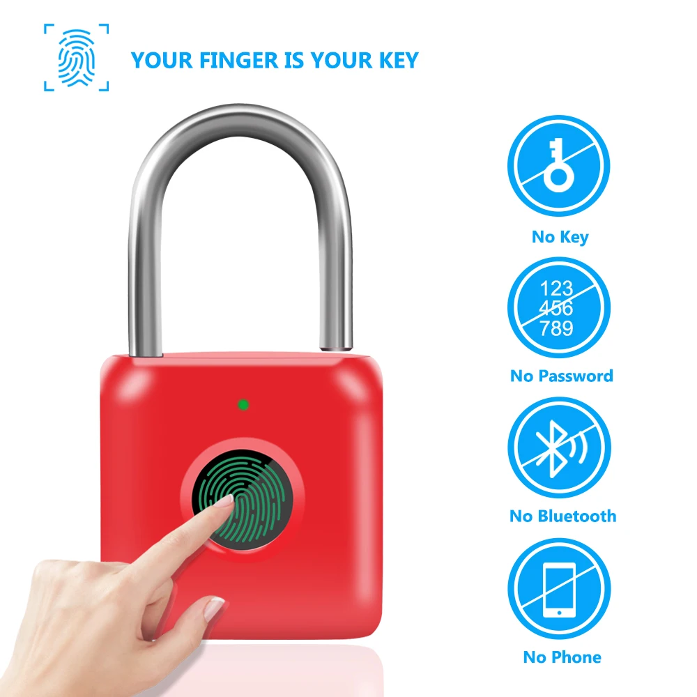 

Keyless USB Rechargeable Smart Fingerprint Lock Portable Quick Unlock Waterproof Anti-Theft Security Handbag Drawer Closet
