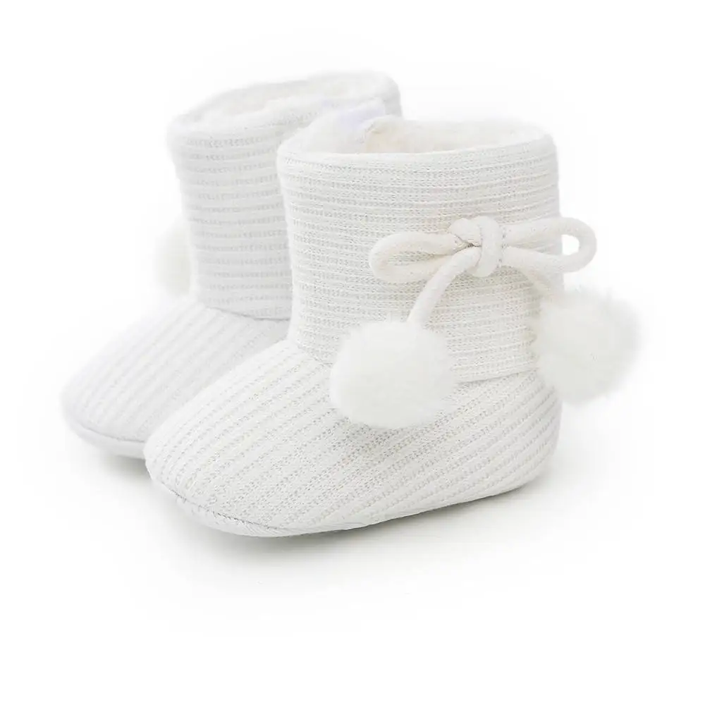 Вязаные меховые сапоги для маленьких мальчиков и девочек; короткие теплые мягкие зимние сапоги для маленьких мальчиков и девочек на мягкой подошве; обувь для детей 0-18 месяцев - Цвет: Синий