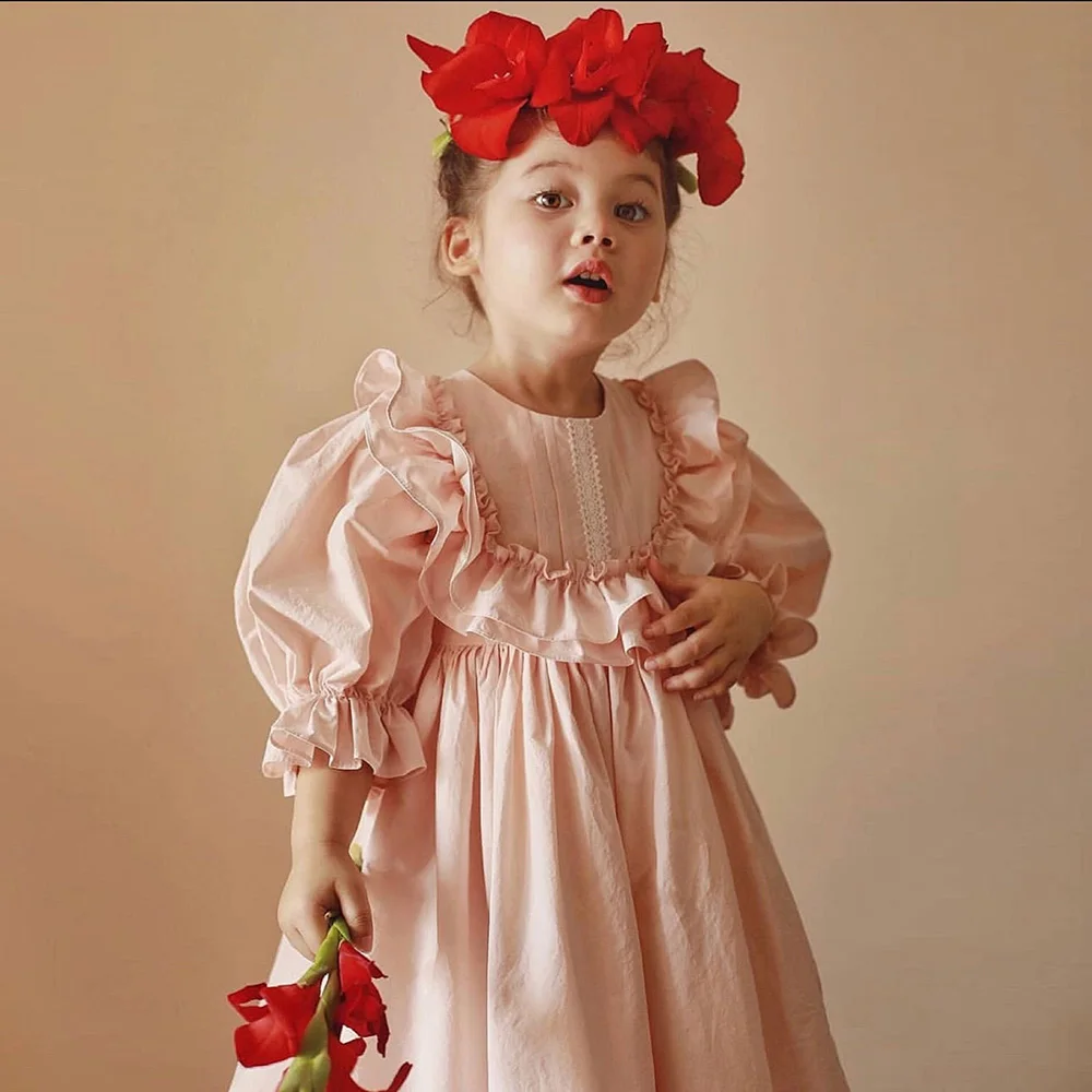 puff sleeve flower girl dress