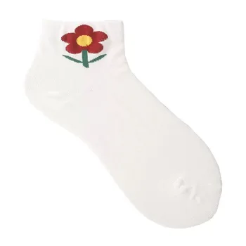 

Flower Embroider Cute Socks Women Japanese Korean Harajuku Style Kawaii Socks Candy Color Cotton Sock Spring Summer for Ladies
