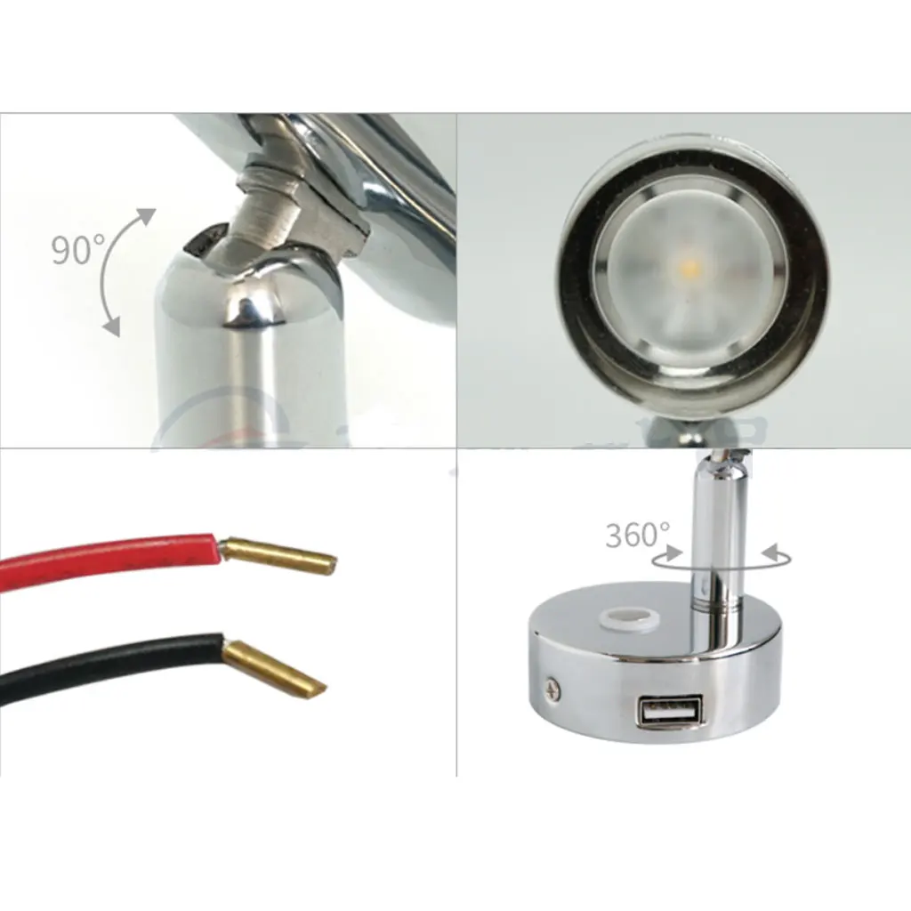 Лодка 12 V/24 V 3W Светодиодная лампа для чтения сенсорный выключатель с usb-портом