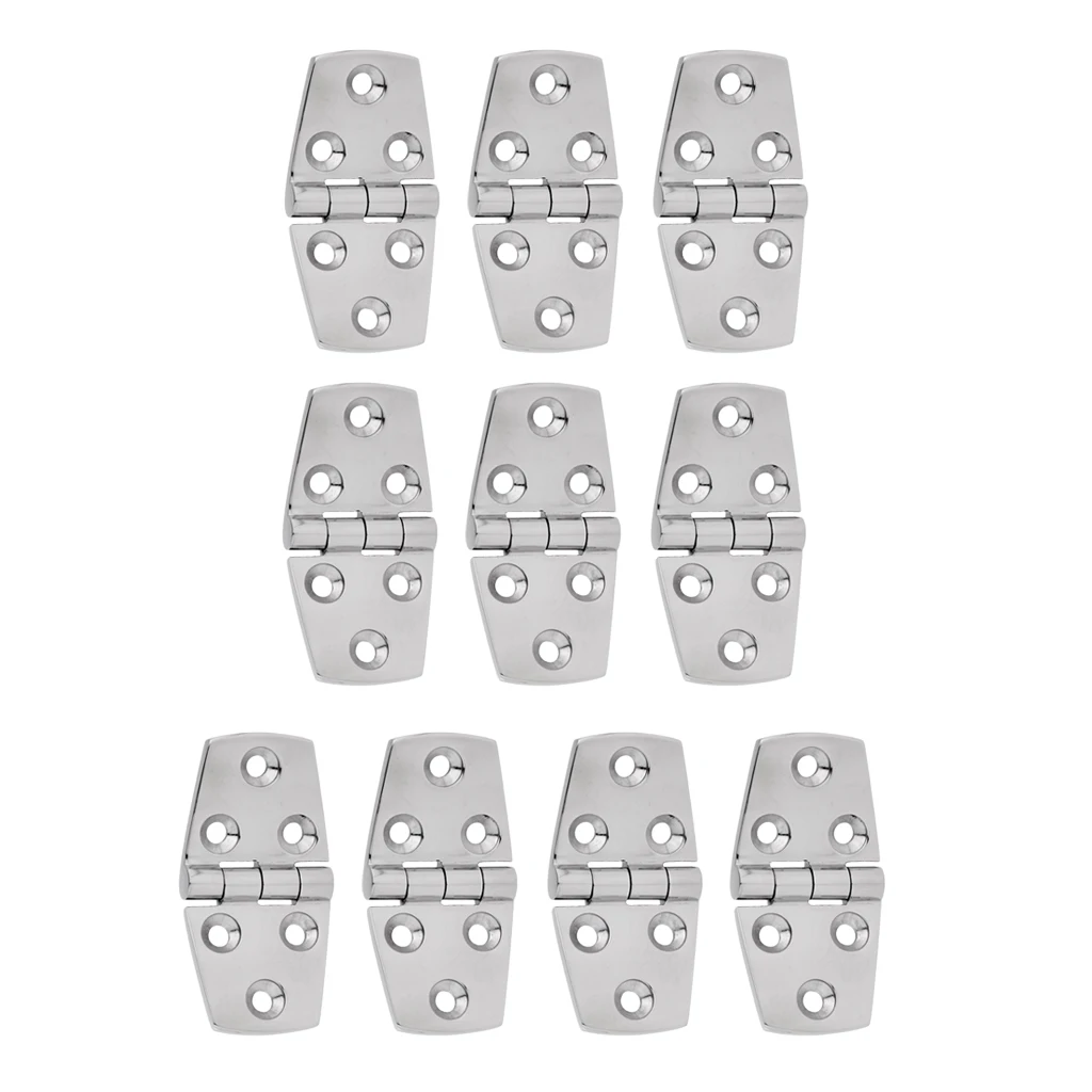 10 Pieces High Polished 316 Stainless Steel Strap Hinge Door Hinge Flush Mount Deck Hardware for Marine Boat Yacht RV