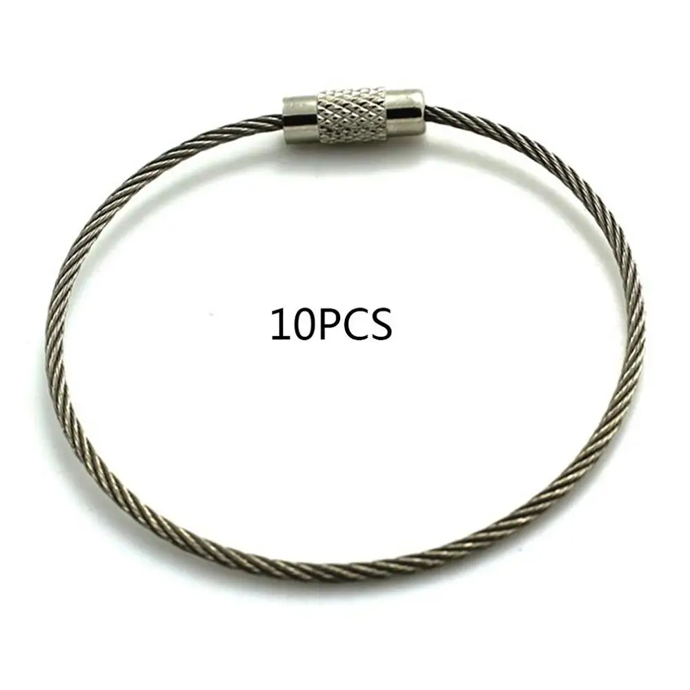 100mm Кольцо для ключей из нержавеющей стали, покрытый резиной, проволочный канат, кольцо для ключей из нержавеющей стали - Цвет: 100mm