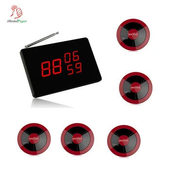 

Wireless Calling System Waiter Call System Restaurant Call System Three Groups Number Display Receiver With 5 Push Button