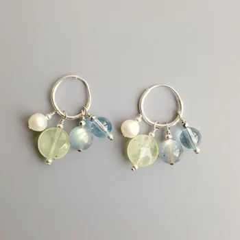 

Lily Jewelry Basic Style Blue Topazs Labradorite Prehnites Freshwater Pearl Earrings 925 Sterling Silver Handmade Drop Earrings