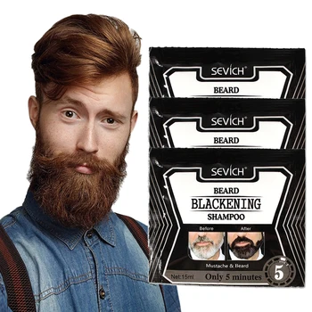 

15ml 5 Minutes Blackening Beard Shampoo Dye Beard Herb Natural Faster Blacken Beard Shampoo