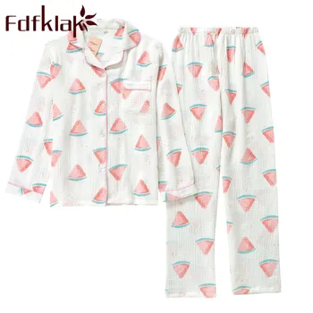 

Spring Autumn Sexy Nightwear Pajamas For Women Cotton Pyjama Set Long Sleeve Home Suit Female Pijamas Mujer Fdfklak
