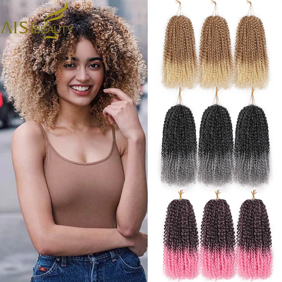 AISI BEAUTY-Extensiones de cabello trenzado sintético para mujer, 8 pulgadas, 30g/ud., trenzas de Marley, pelo de ganchillo ombré, morado, negro