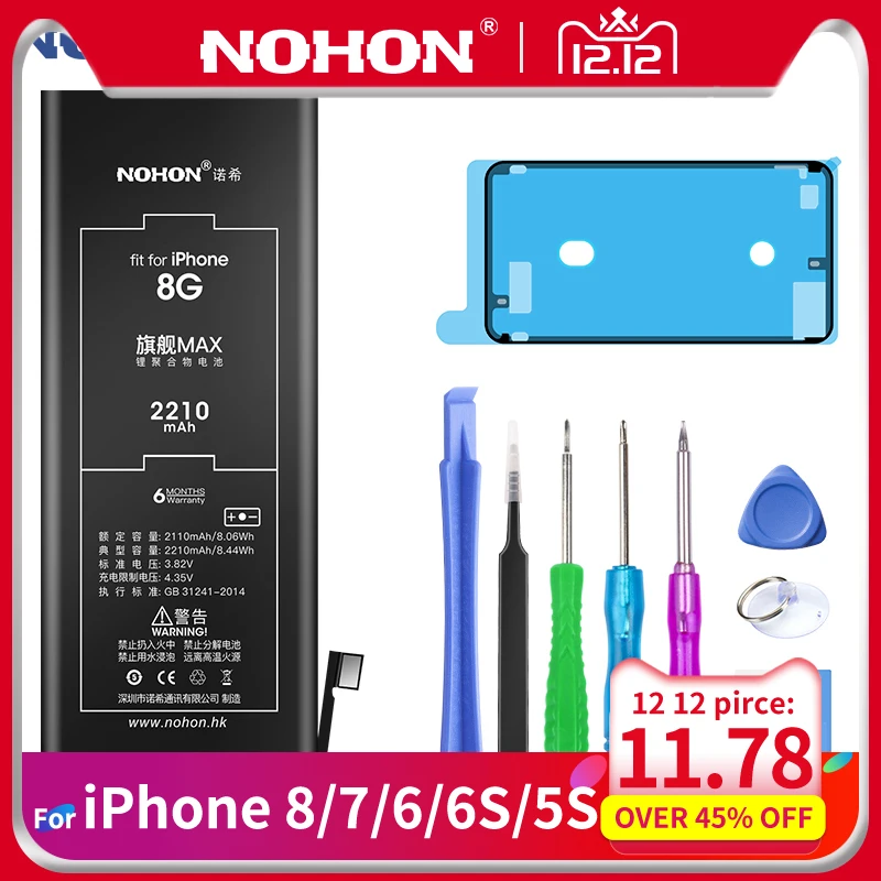 Tanie NOHON Bateria do apple iPhone 8 7 6 6S 5S Bateria do iPhone6 iPhone7 iPhone8 maksymalna pojemność wymiana telefonu Batarya darmowe narzędzia