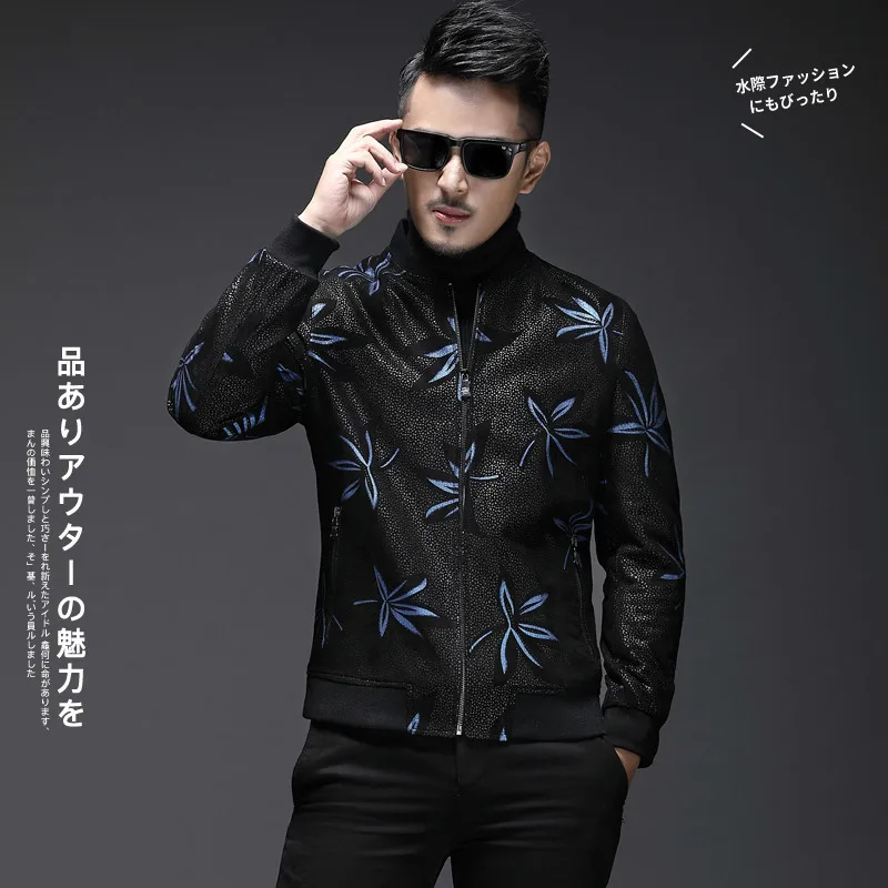 

Men's Real Leather Jacket Men Autumn Sheepskin Coat Short Slim Motorcycle Bomber Jacket Genuine Leather Jackets L18-4800