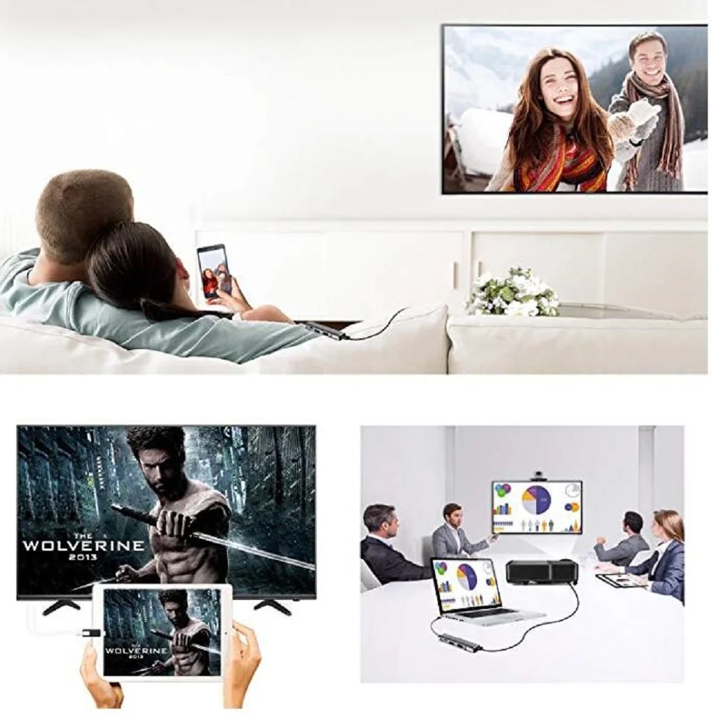 USB 3,0 Тип C концентратор к HDMI адаптер 4 Порты и разъёмы usb-хаб разветвитель для Macbook huawei Pro samsung Galaxy S8 аксессуары