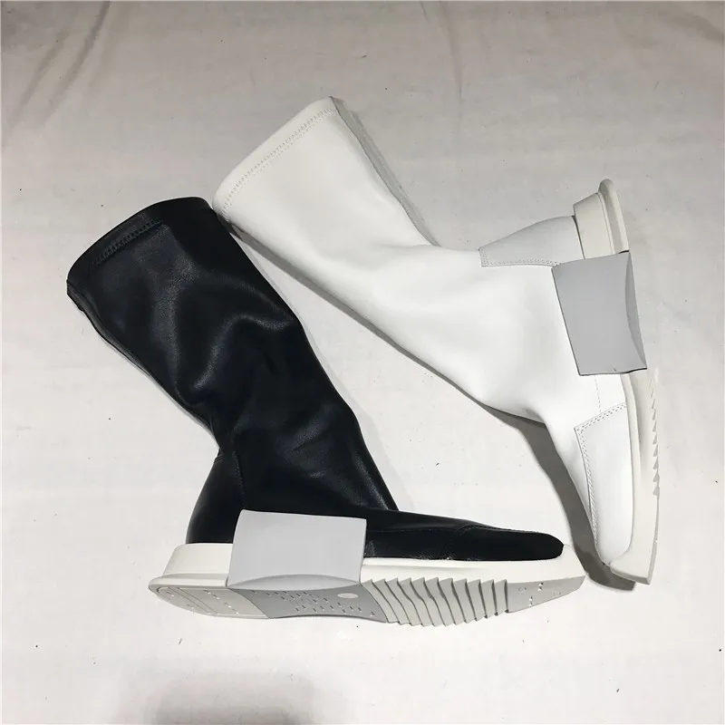 Botas blancas de estilo Punk para mujer, botines con plataforma de cuero  genuino, calcetín elástico, Zapatillas altas para amantes de la altura|Botas  hasta el tobillo| - AliExpress