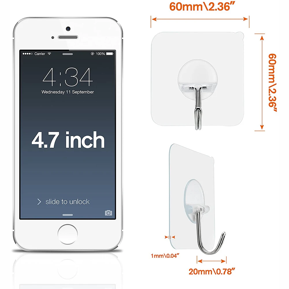 Wall Mount Hooks Heavy Duty 15 Pounds 180 Degree Rotating Seamless Scratch Hooks For Bathroom Kitchen