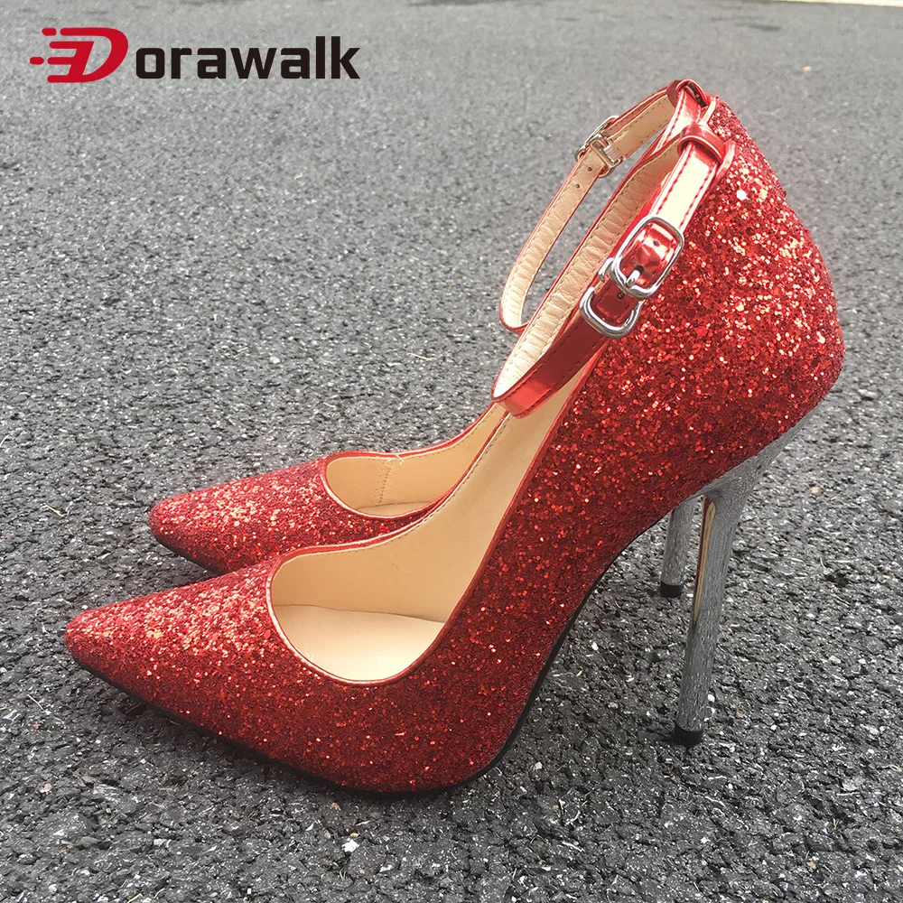 red sparkly high heels