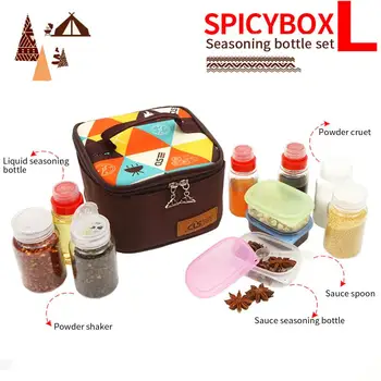 

Spice Seasoning Bottle Box Set 10 bottles + storage bag Seasoning Jar with Portable Storage Bags for Outdoor Camping Hiking BBQ