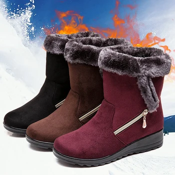 

High Top Women Winter Sneakers 2018 Women Wedges Walking Boot Warm Cheap Winter Ankle Snow Boots Outdoor Walking Shoe Big Size43