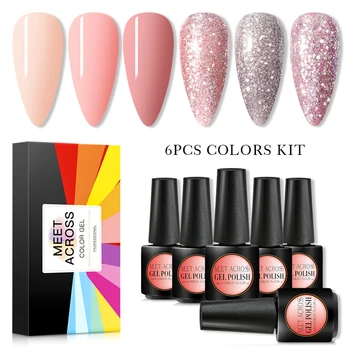 

MEET ACROSS 8ml Gel Nail Polish Set 6Pcs/Lot Color Gel Set With Gift Box Long Lasting Soak Off Nail Art UV Gel Varnish Manicure