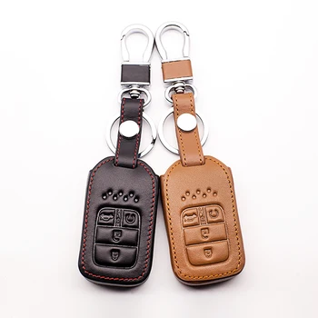 

2017 Popular Leather Car Key Case Fob Hood Fit For 2015 2016 2017 Honda Civic Crv Crad V Accord Pilot Shell Protector 4 Buttons