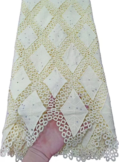 Высокое качество Африканский водорастворимый шнур кружевной ткани модный стиль гипюр шнур сетевой шнурки с камнями для нигерийских HTB82 - Цвет: AS PICTURE 1