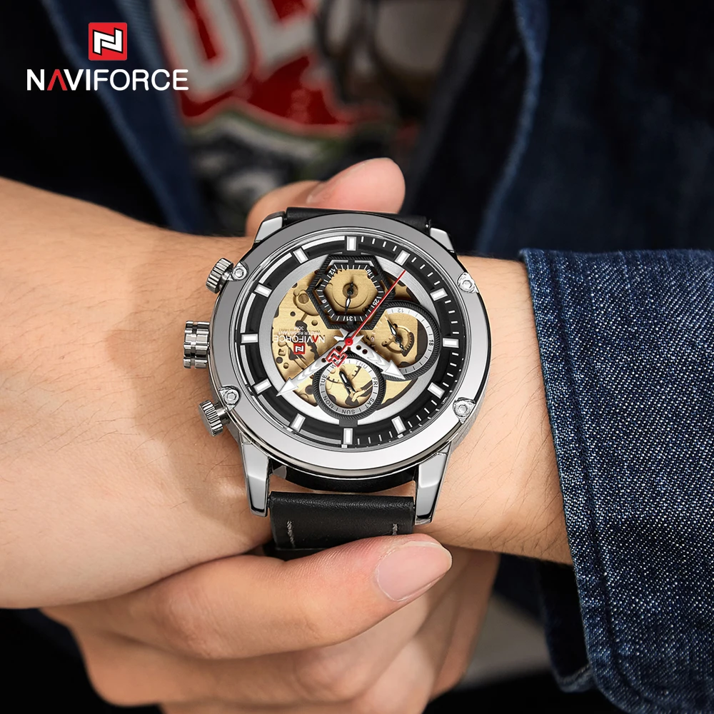Модные стильные мужские наручные часы naviforce брендовые Роскошные Мужские Аналоговые кварцевые наручные часы Мужские Спортивные Хронограф Relogio Masculino