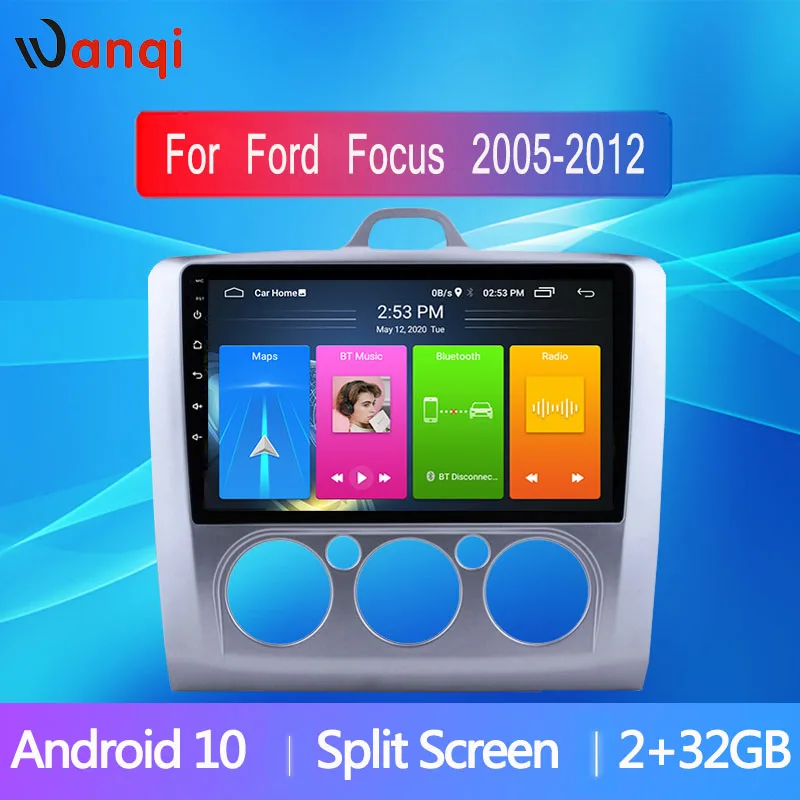 Автомобильный GPS-навигатор Wanqi 9-дюймовый экран Android 2005 Раздельный радио для Ford FOCUS