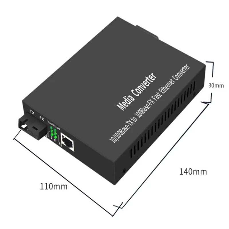 1 Pair Media Converter 10/100 Fiber Optic Converter Single Mode Single Fiber Transceiver Photolectric Transducer 25km