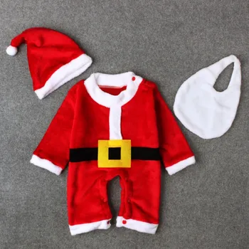 

Baby Boys Girls Clothes for Christmas Fashion Newborn Long Sleeve Cute Santa Claus Jumpsuit Hat+Bib+Bodysuit 3pcs 0-12M