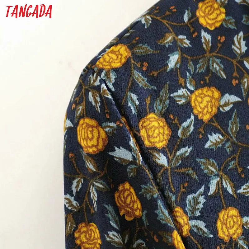 Tangada, корейская мода, женское весеннее платье с цветочным принтом, v-образный вырез, бант, длинный рукав, женское свободное платье миди, vestidos ... Tangada, корейская мода, женское весеннее платье с цветочным принтом, v-образный вырез, бант, длинный рукав, женское свободное платье миди, vestidos ...