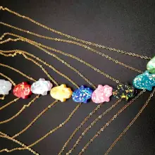 10 шт./партия, красный, синий, белый, розовый опал, Хамса, ожерелье, ручная подвеска Фатима, ожерелье из нержавеющей стали, пальмовое колье, Женские Ювелирные изделия, колье