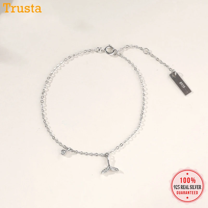 ElfoPlataSi стерлингового серебра 925 ослепительный хвост русалки браслет cz для женщин жена Девушки Леди прекрасное Серебро S925 ювелирные изделия ED433