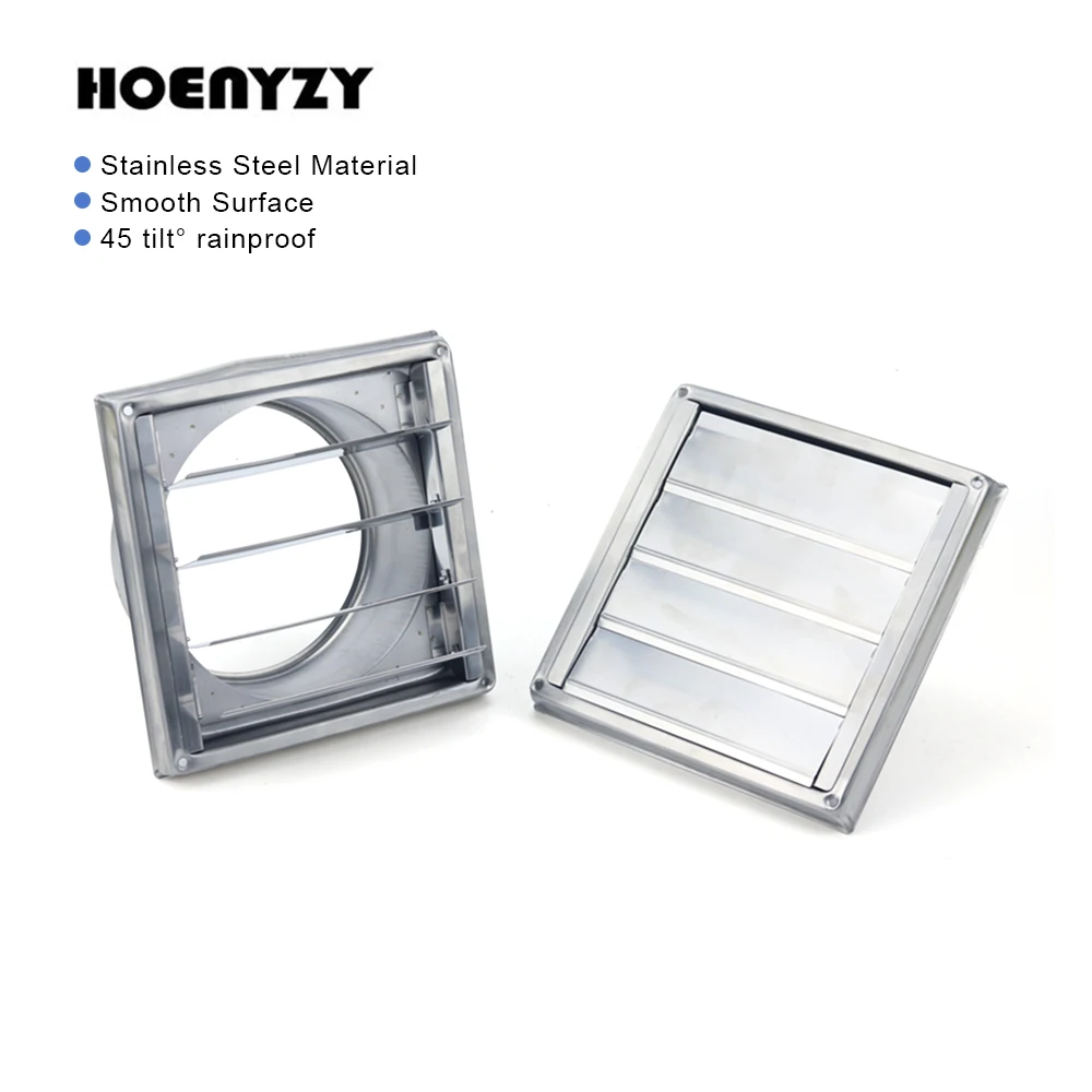 100/125/150มม.สแตนเลสสตีล Air Vent 4 "5" 6 "ท่อย่าง Wall Square tumble Extractor ระบายอากาศพัดลม Outlet ห้องน้ำ 1