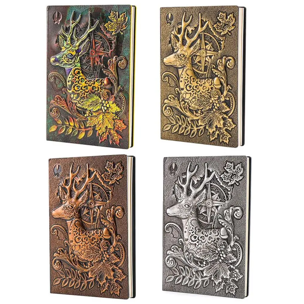 Creative Deer Embossed A5 Leather Notebook Journal Notepad Travel Diary Planner Book School Office Supplies