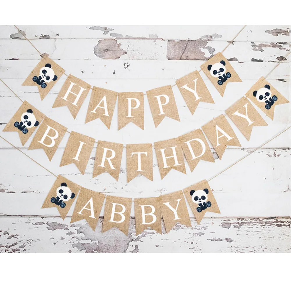 

Персонализированный баннер в виде панды на день рождения, украшения для вечеринки в честь Дня Рождения в зоопарке или сафари, баннер в виде панды на день рождения, праздничный баннер в виде панды