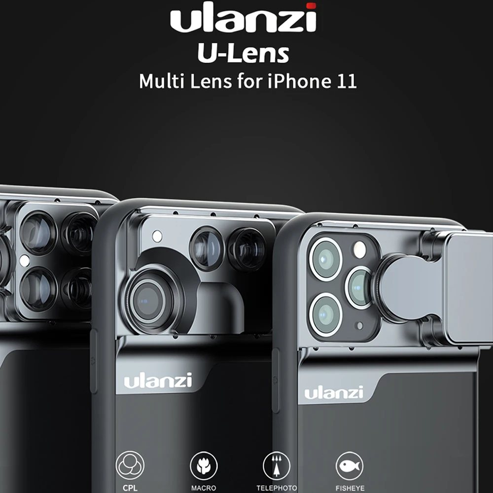

Ulanzi Phone Case With 5 in 1 Phone Lens CPL Filter/10X/20X Macro/180° Fisheye/2X Telephoto Lens for iPhone 11/11 Pro/11 Pro Max
