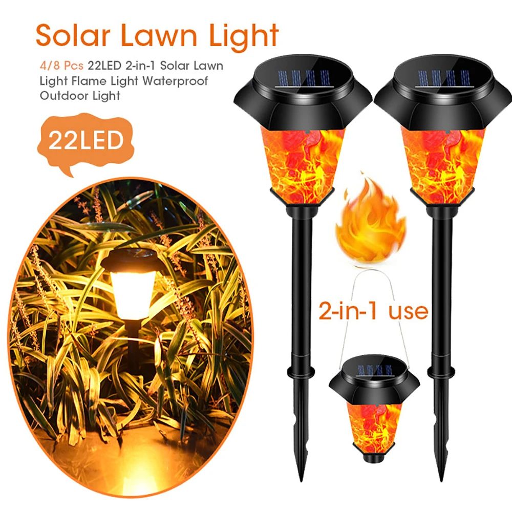 Christmas Solar Lawn Light Dancing Flame Light 2-in-1 Waterproof Outdoor Light 48 Pcs Warm White 2020 Garden Landscape Light