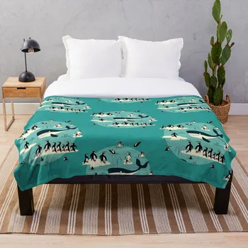 

Whales Penguins and other friends Blanket Wool Flannel Plush Blanket Bedspread For office Sherpa Blanket Couch Quilt Cover Trave