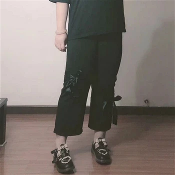 

Bow Tie Soft Lolita Pants Big Plus Size 2xl 3xl Cute Wide Leg Pants Fat Chubby Girl Autumn Pants Black Thin Lolita Pants Fashion