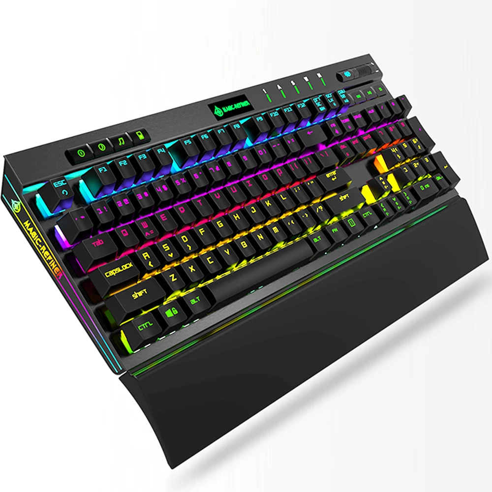 

MAGIC REFINER MK12 Wired Mechanical Keyboard Metal Drawing Panel 104 Keys Without Impact RGB Mixed Backlight Gaming Keyboard