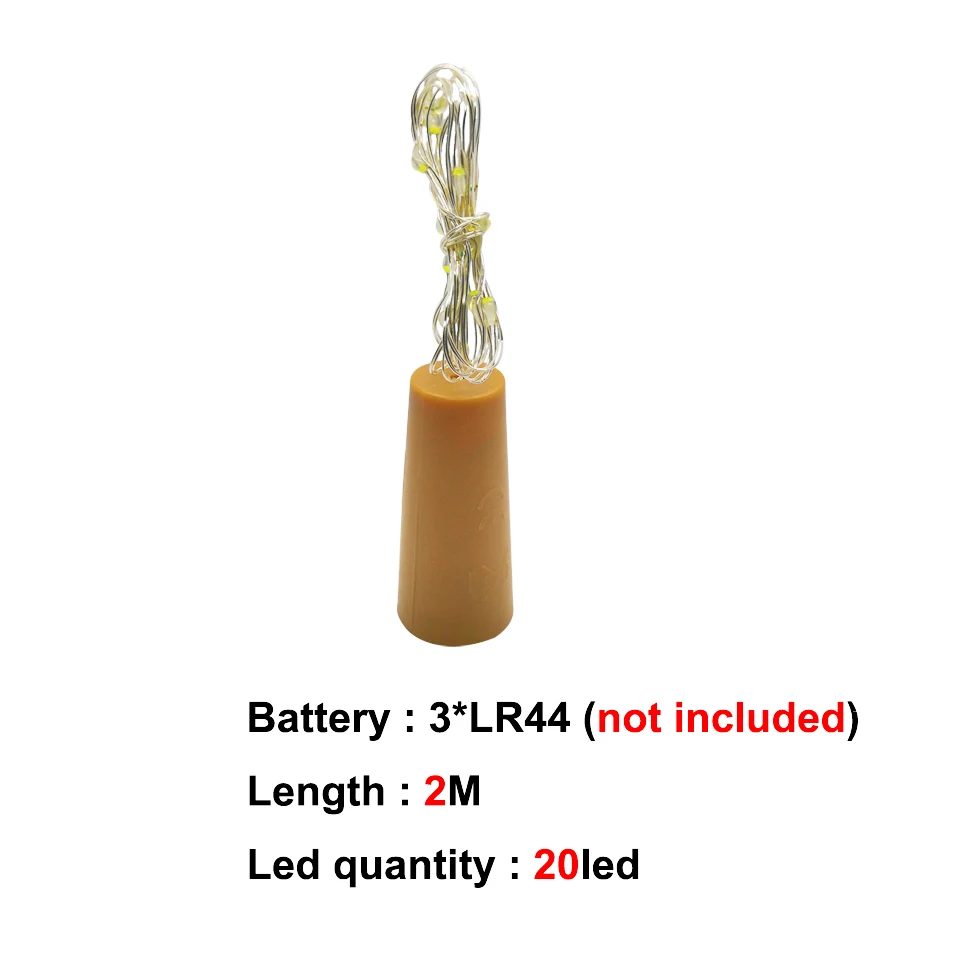 Wine Cork light-2M Светодиодный строки светильник 1 м/2 м/5 м/10 м с медным проводом, батареей работает Рождество Свадебная вечеринка украшения дома USB светодиодный светящиеся гирлянды светильник s - Испускаемый цвет: Wine Cork light-2M